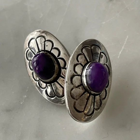 Sold Vintage Christin Wolf Sugilite Earrings. - Picture 2 of 7